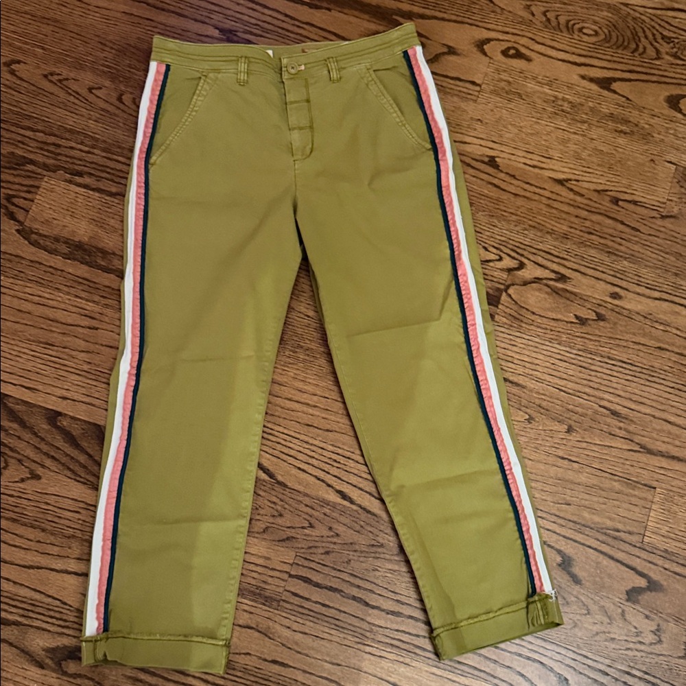 Easton Olive Chinos with Red and Black Stripes